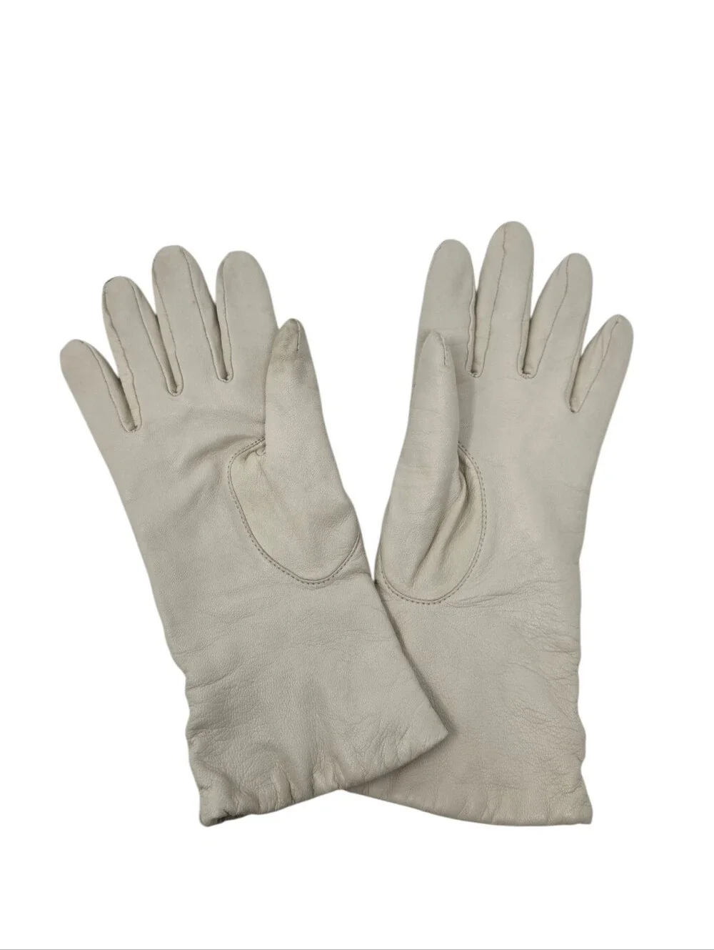 Soft Leather Gloves With Cashmere Lining Women's 7 1/2 Small Ivory